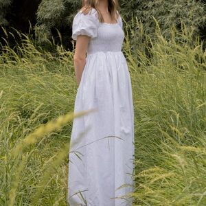 Peppermayo White Puff Sleeve Maxi Dress